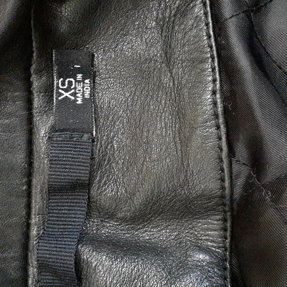 BLK DNM Leather Jacket Accordion Nehru Collar XS Padded Motorcyle Moto Chic - Picture 8 of 9